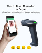 QR Barcode Scanner, 2D Wireless Barcode Scanner, 3 in 1 Barcode Reader, Screen Scanning, BCST-54 Blue
