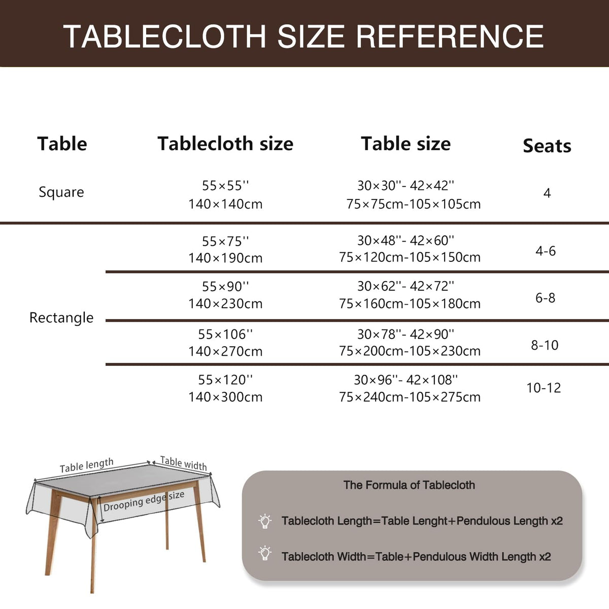 Ivory Tablecloths Rectangular 55 x 75 Inch, Linen Look