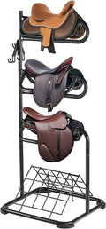 Freestanding Saddle Stand, 30 x 30 x 68.5 in, 3 Tiers Saddle Rack, Heavy Duty Saddle Blanket Holder with Removable &