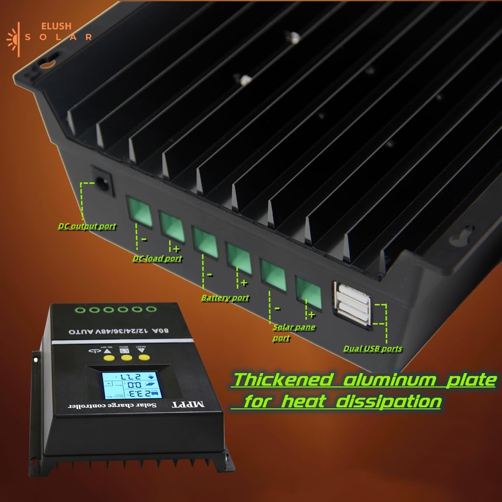 100A MPPT Solar Charge Controller 12V 24V 36V 48V LCD Display Battery Intelligent Regulator Max 100V Input Dual USB