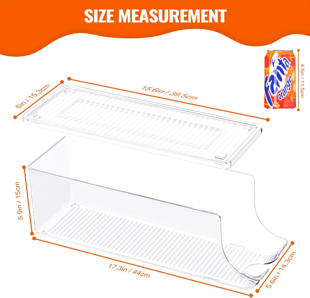 2 Pack Soda Can Organizer for Refrigerator, Stackable Canned Food Pop Cans Container Can Holder Dispenser with Lid