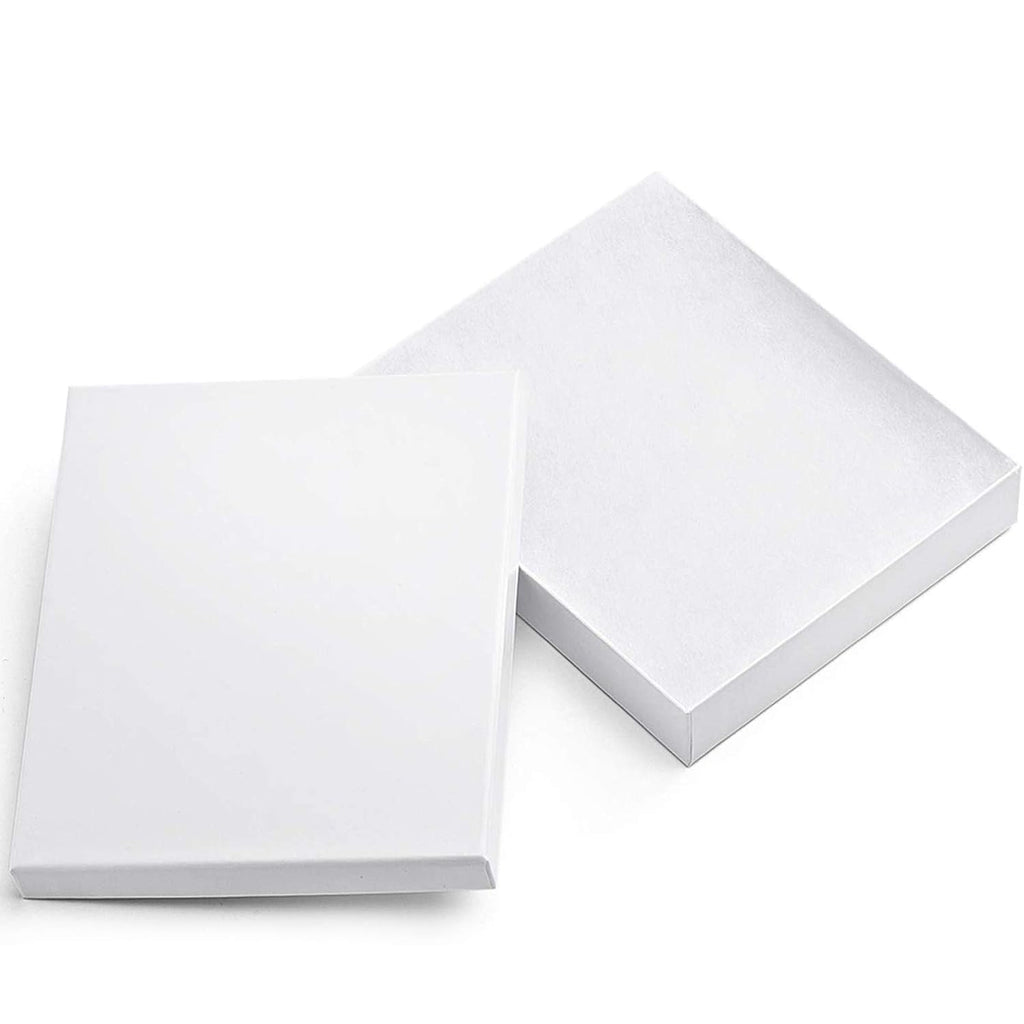 White Jewelry Gift Boxes with Lids 10 PC 6x5x1 Glossy Cotton Filled