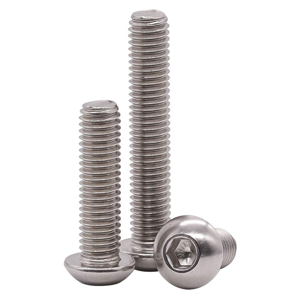 3/8-16 x 3 Button Head Socket Cap Bolts Screws, 304 Stainless Steel 18-8, Full Thread, Coarse Thread UNC, Allen Hex Drive, 10 PCS
