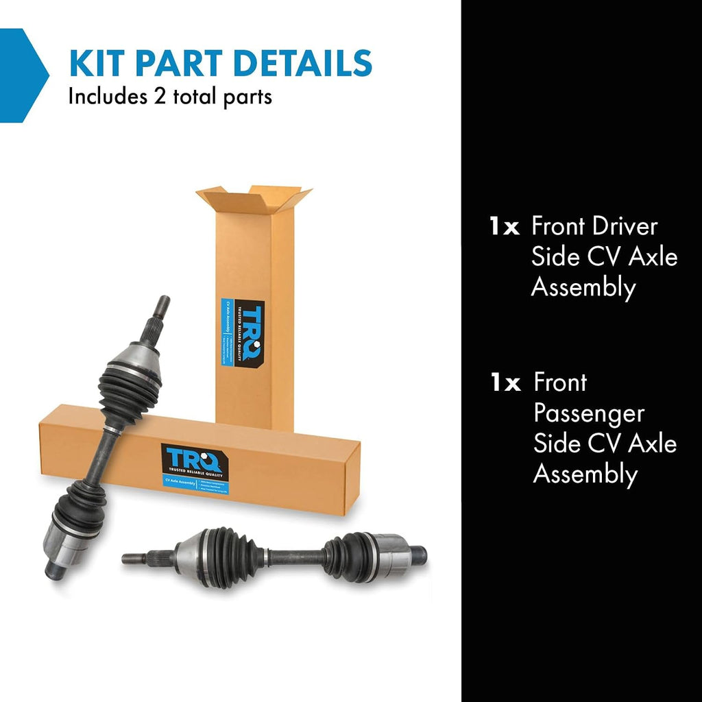 TRQ Front 2 Piece CV Axle Shaft Assembly Set