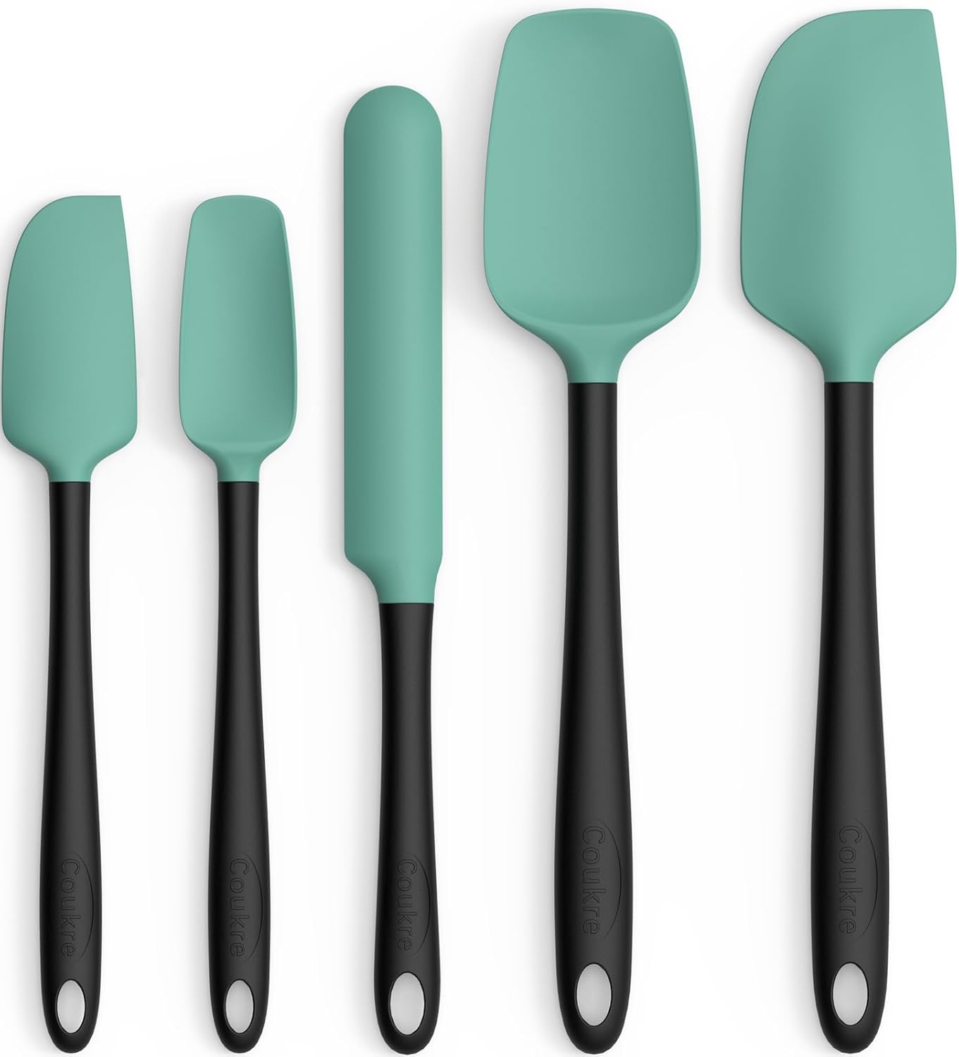 Silicone Spatula Set of 5,High Temperature Resistant, Food Grade Silicone, Dishwasher Safe, for Baking, Cooking (Aqua