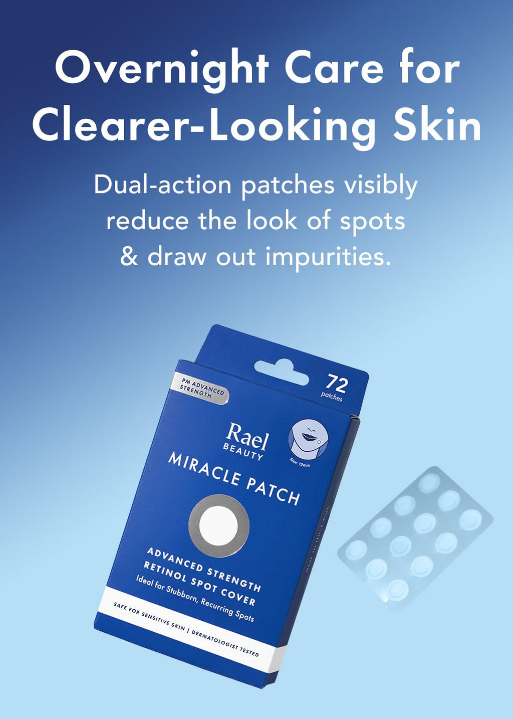 Miracle Retinol PM Spot Cover Hydrocolloid Acne Pimple Patches (72 Ct) | Retinyl Palmitate, Niacinamide, Ceramide NP