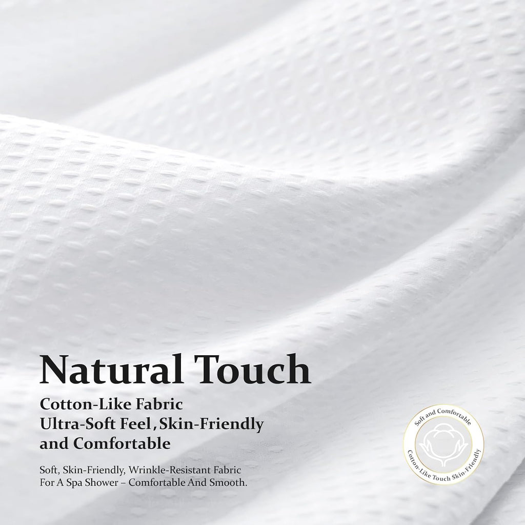 Waffle Shower Curtain 256 GSM Heavy Duty Fabric 72"x72" White | Thick Polyester Cloth, Weighted Hem, Water Repellent