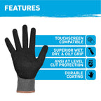 Cut Resistant Work Gloves, Medium, 1 Pair, Gray and Black