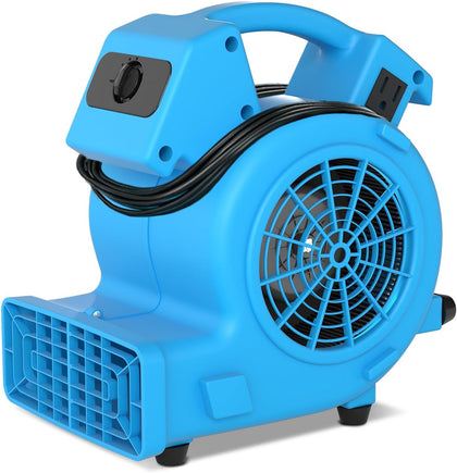 600 CFM Air Mover Blower Fan, Portable Floor Fan with 3 Speeds & Daisy Chain, Carpet Dryer for Cooling and