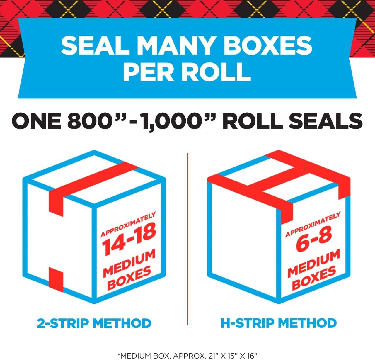 Heavy Duty Shipping Packing Tape, Clear, Packing Tape for Moving Boxes and Packaging Supplies, 1.88 in. x 22.2 yd., 2