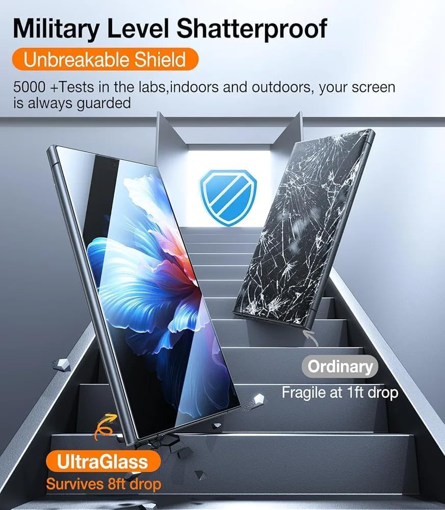 Unbreak Top 9H+ Glass for Samsung Galaxy S24 Ultra Screen Protector [Military Grade Shatterproof & Longest Durable]