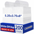 White Gift Bags 5.25x3.75x8 Inch Paper Bags Handle Bulk 200Pcs