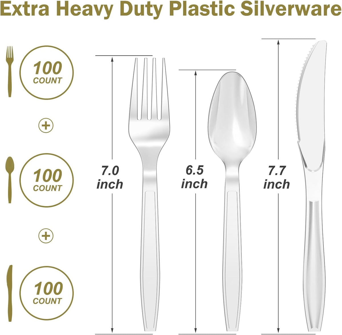 300 Count Extra Heavy Duty Silver Plastic Silverware