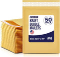 Self-Seal Kraft Bubble Mailers 12.5x19, 50-Pack Padded Envelopes
