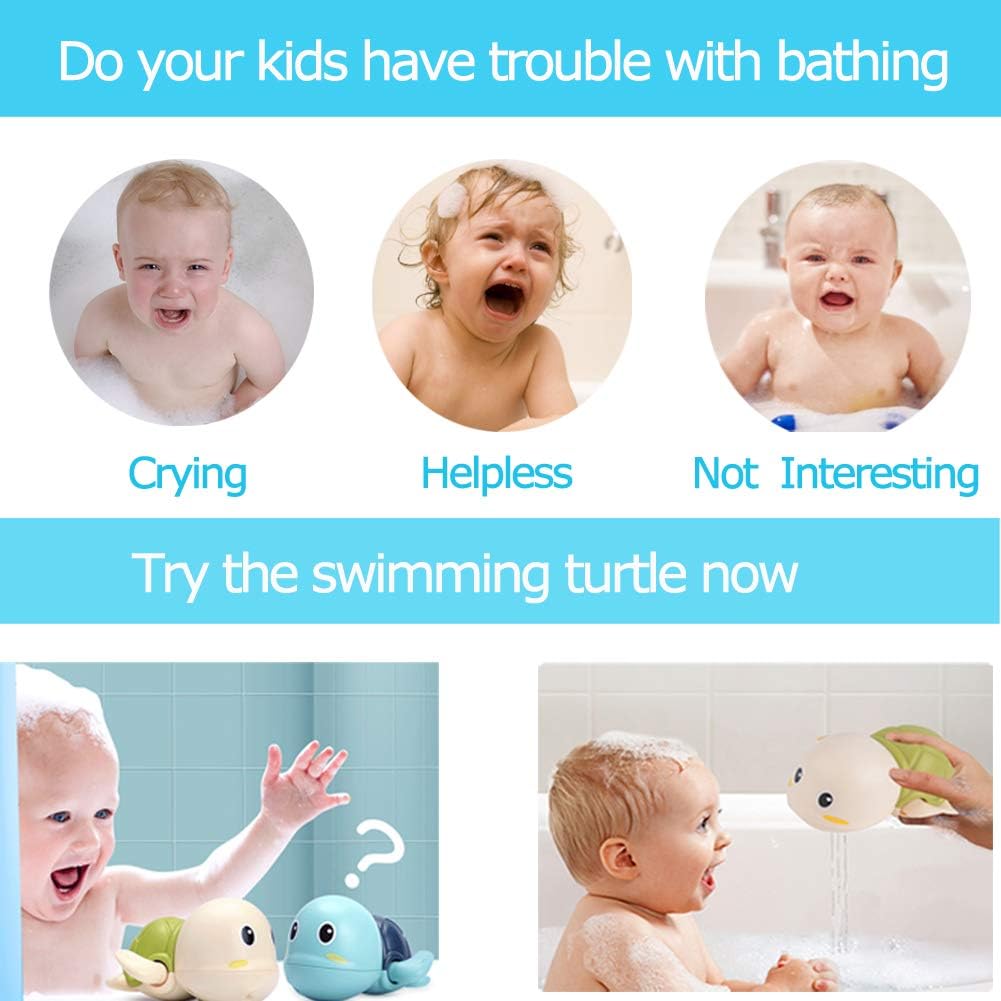 Baby Bath Toys-Wind up Turtle Bathtub Toys,Toy for Babies 6-12 Months Floating Swimming Turtles for Boys Girls,Baby