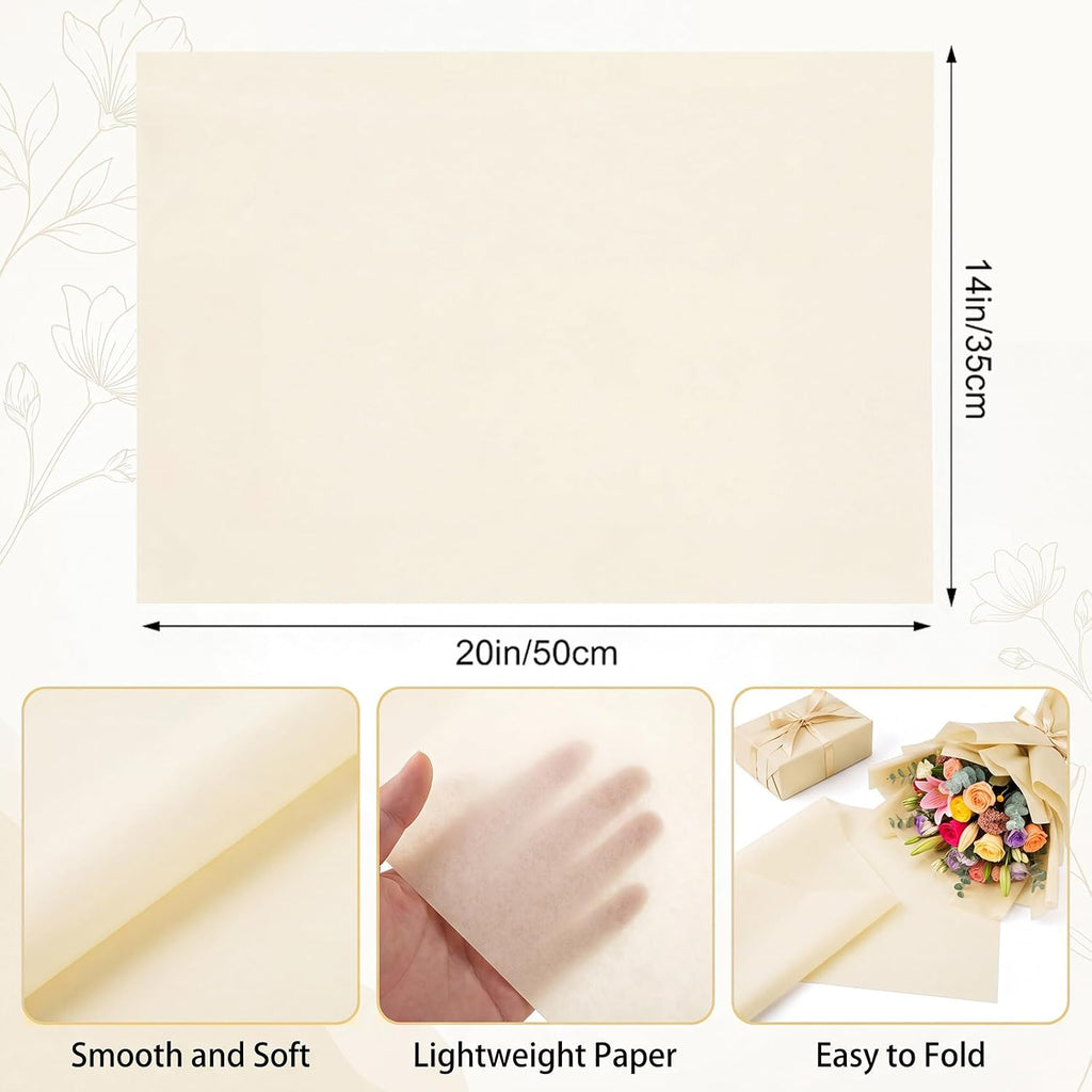 160 Ivory Tissue Paper for Gift Bags 20 x 14 Inch Cream Tissue Paper