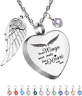 Heart Urn Necklace for Ashes with 12 Birthstones Cremation Jewelry for Ashes -Your Wings Were Ready My Heart Was Not