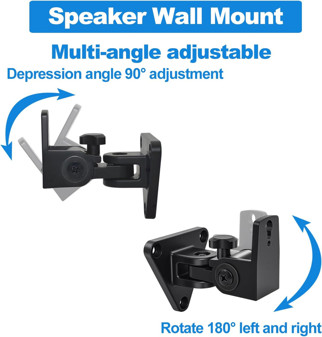 Speaker Wall Mount,Swivel and Tilt,Holds up to 30lbs,2 Packs | All Aluminum Wall Speaker Mount for Small Speakers