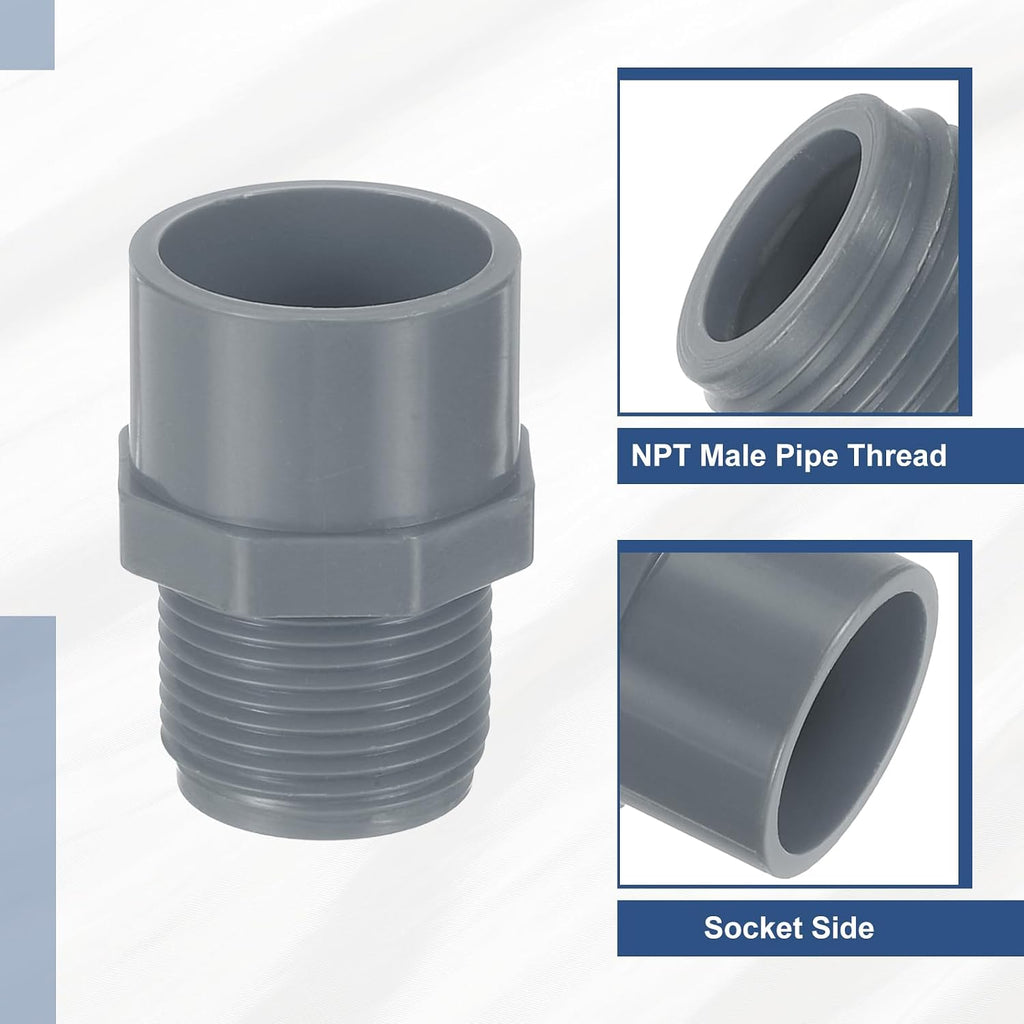 uxcell Pipe Connectors 10Pcs 3/4" 2-Way PVC with Sealant Tape