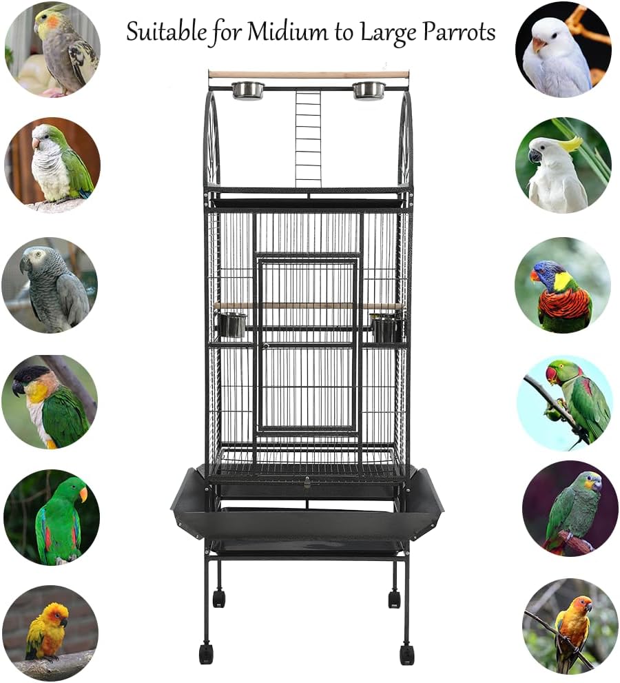 69-inch Large Bird Cage with Stand, Flight Cages for Parakeets & Play Top & Birdcage Cover for African Grey Quaker
