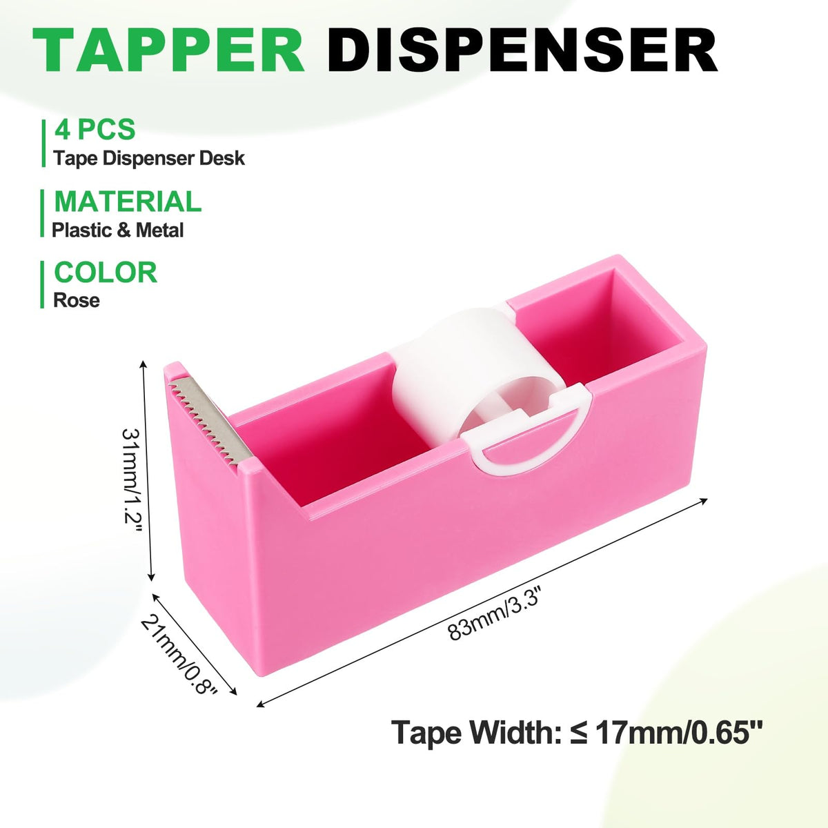 4 Pack Tape Dispenser Desk, Small Desktop Tape Dispenser, Rose