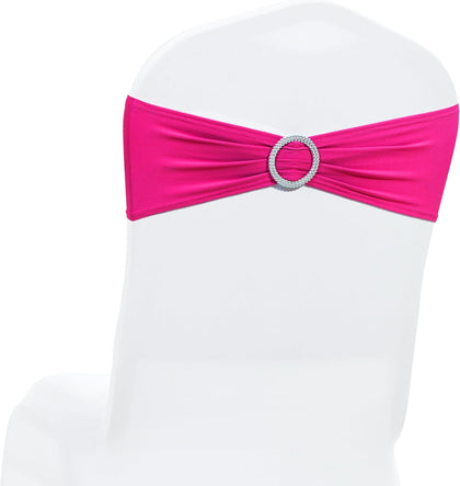 Pack of 10 Spandex Chair Sashes for Wedding Party & Event – Magenta