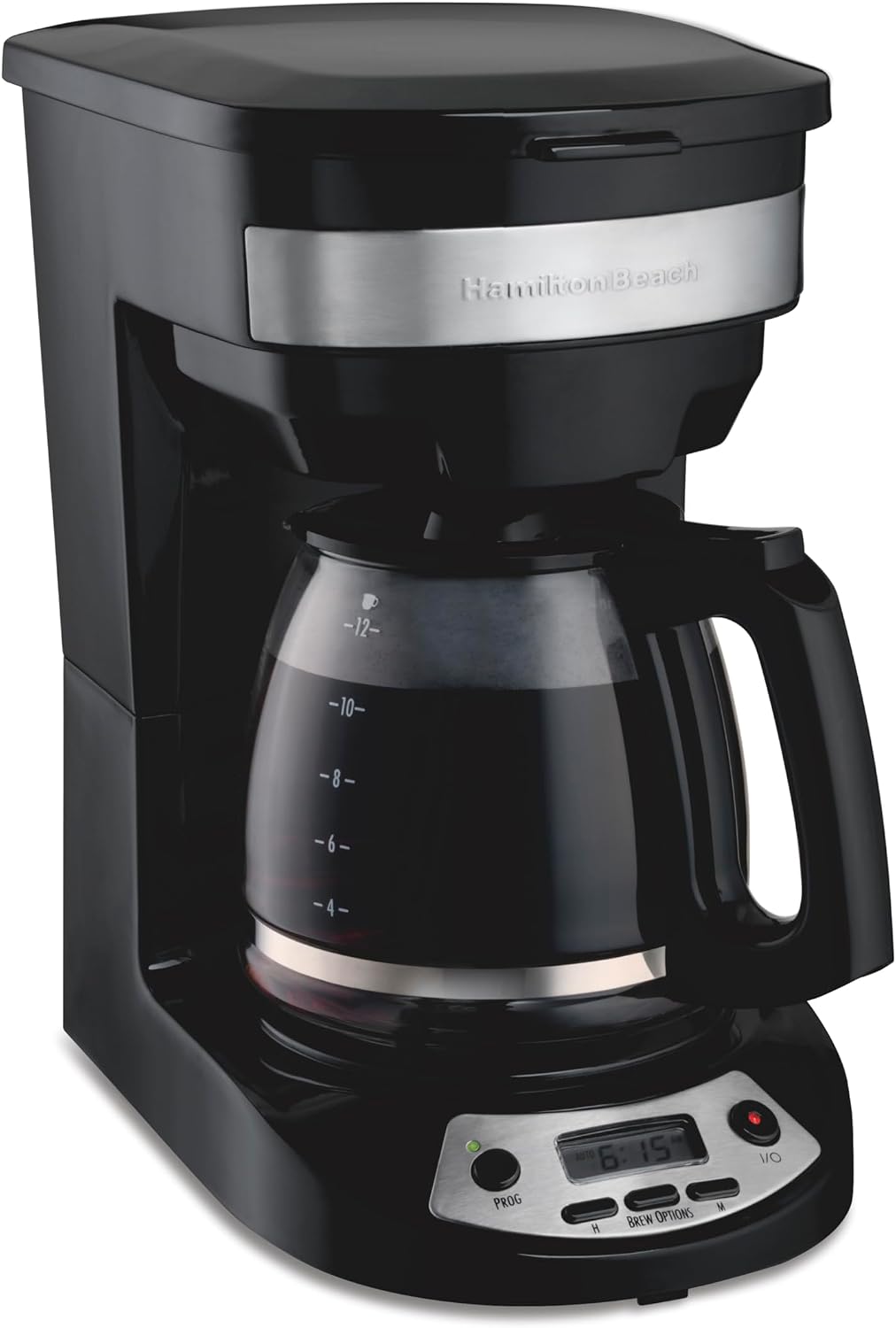 12 Cup Programmable Drip Coffee Maker | Regular & Bold Brew Options | Auto Pause and Pour | Glass Carafe | Black with