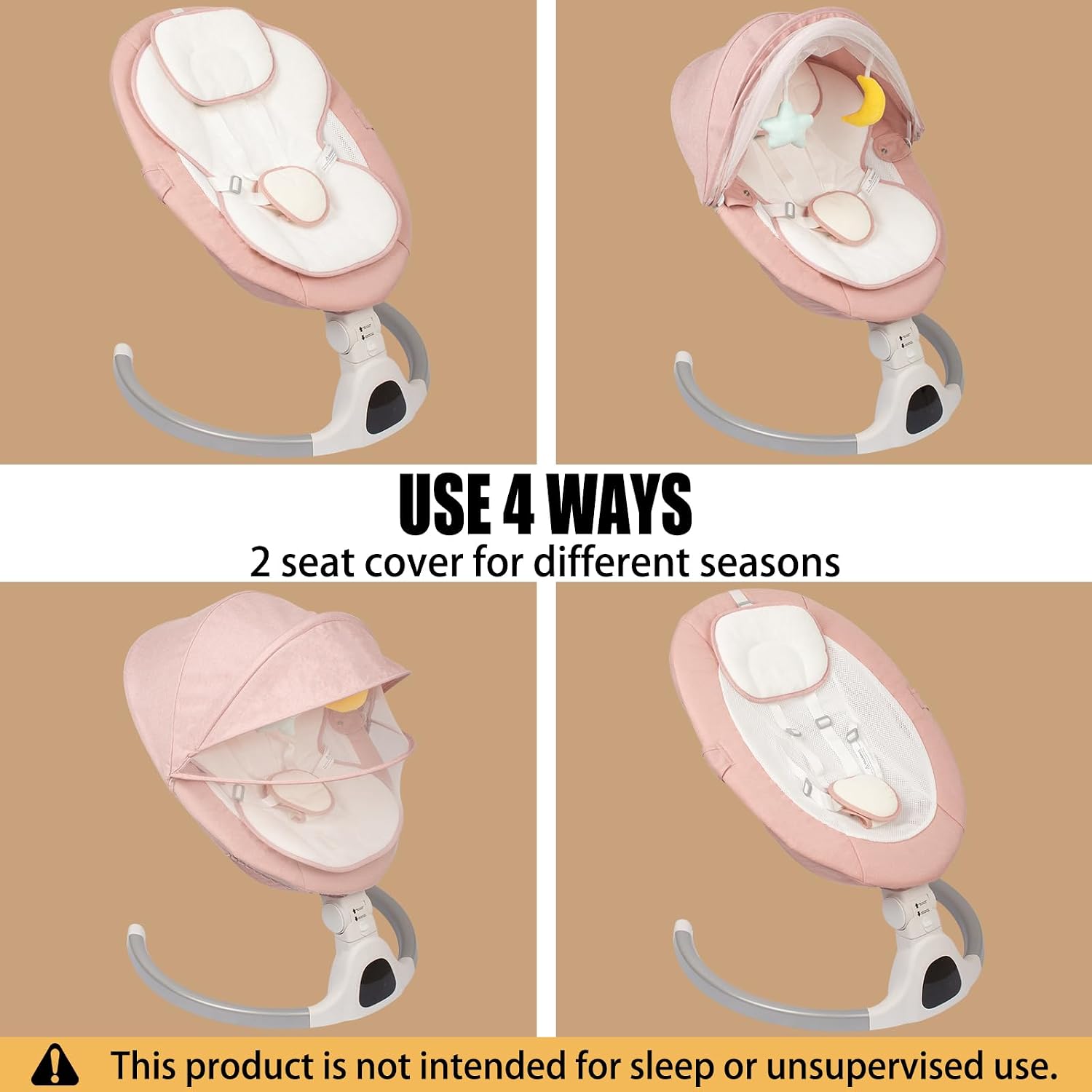 Electric Baby Swing for Infants 0-9 Months, Portable Infant Swing with 5 Swing Speeds, Bluetooth Audio, Remote