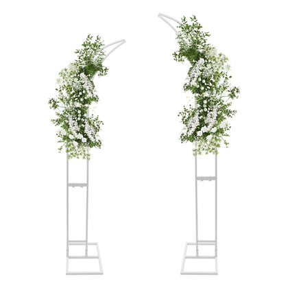 2 PCS Half Moon Metal Arch Stand, Wedding Arch Backdrop Stand with Rectangular Base, Gold Curved Top Wedding Arch for