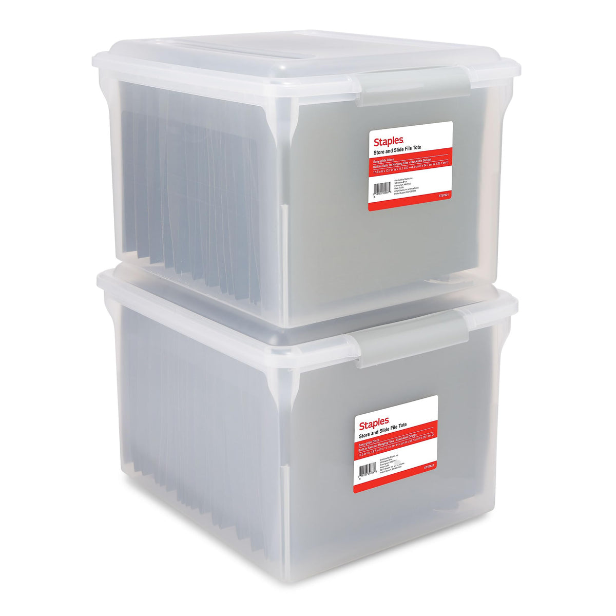 Store & Slide Plastic File Box, Latching, Letter/Legal, 2/Pk