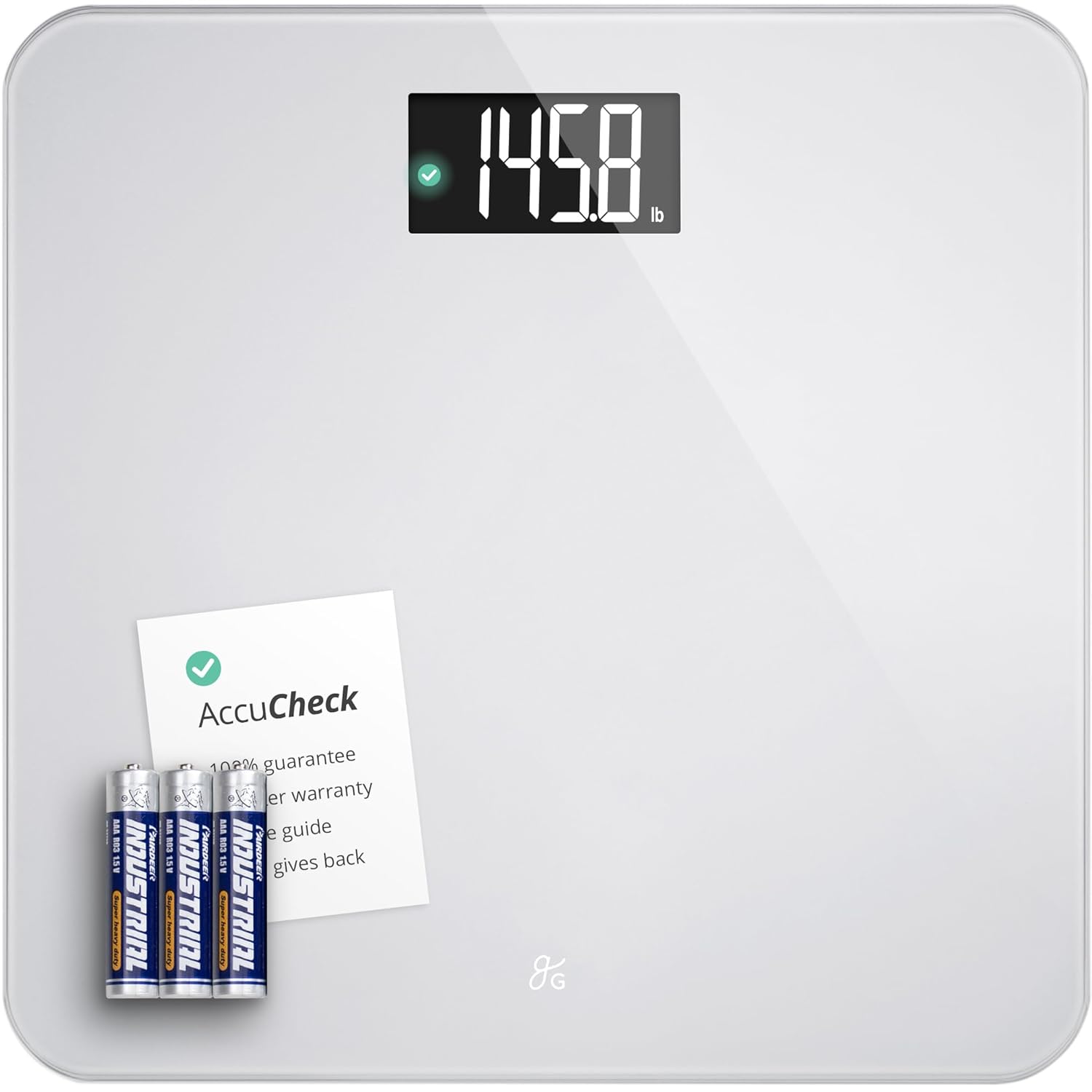 AccuCheck Digital Bathroom Scale for Body Weight (Pearl Gray) | Accurate Weight Scale with Double-Check Tech, Large