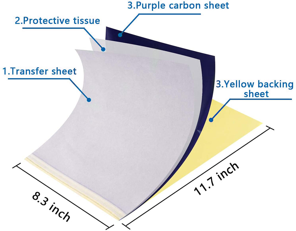 Tattoo Transfer Paper, 40 Sheets Thermal Stencil Paper, 8.5" x 11" A4 Size