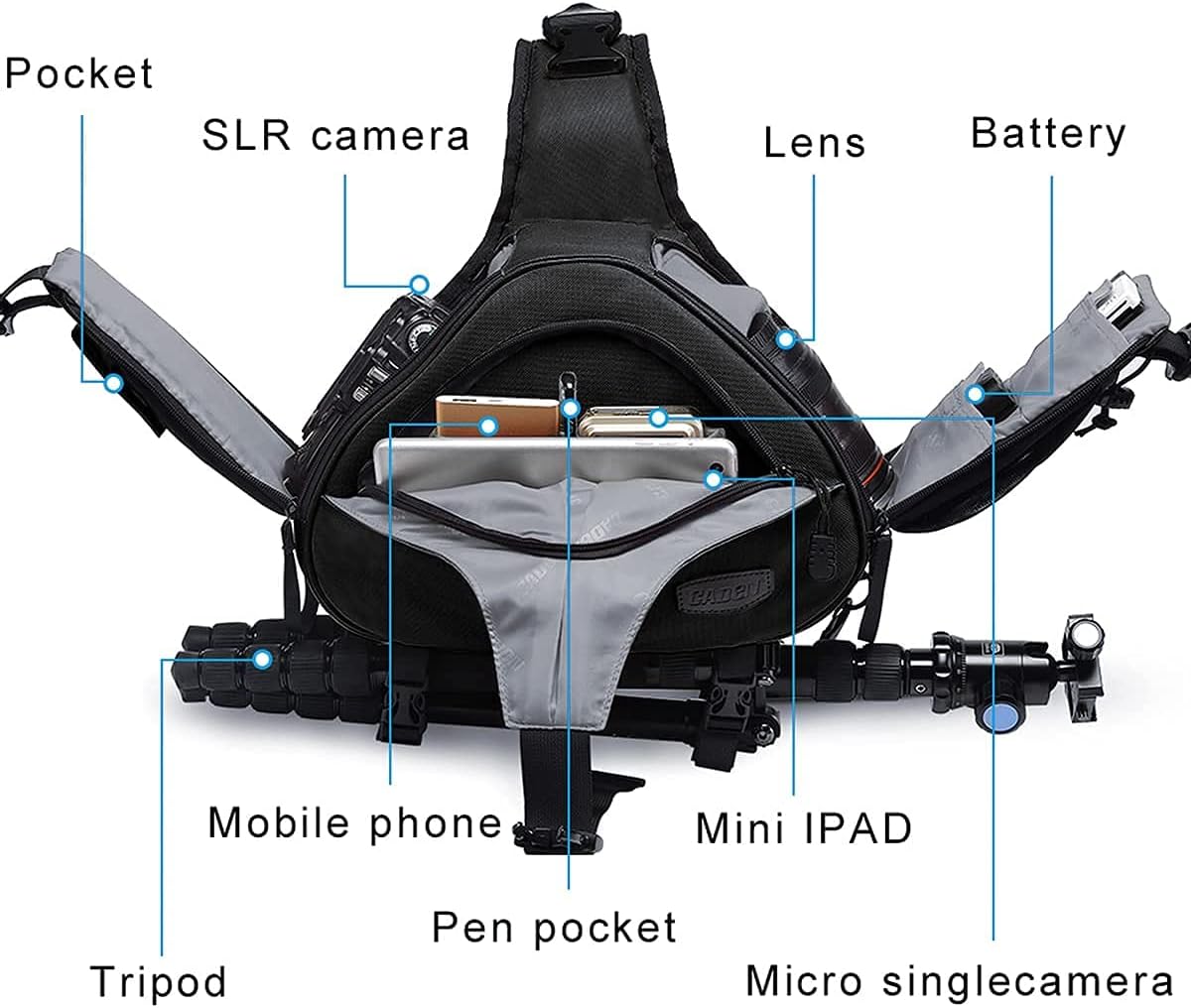 Camera Bag Sling Backpack Camera Case Waterproof with Rain Cover Tripod Holder, Compatible for DSLR/SLR Mirrorless