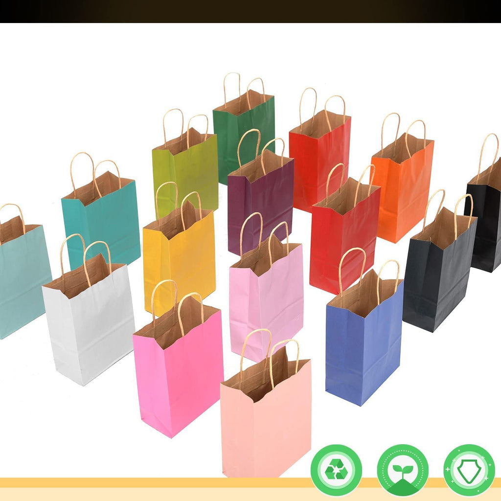 Large Kraft Paper Bags with Handles Bulk 13"x10"x5" 32-Packs Gift Bags 16 Different Senior Color Bags Multiple
