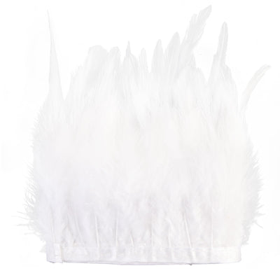 White Rooster Feather Fringe Trim 5.9ft 3-5inch Fluffy Feather Trim Fashion Dress Sewing Crafts,Gloves,Feather Shawl