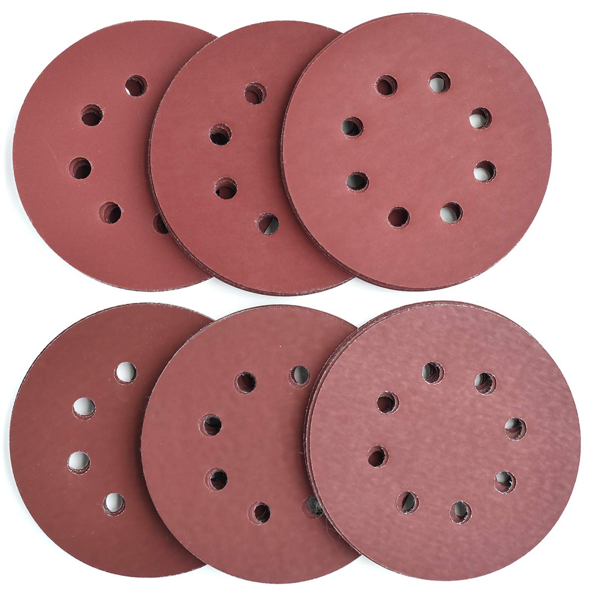 5-Inch 8-Hole Hook & Loop Sanding Discs 600-2000 Mixed Grit, 60-Pack