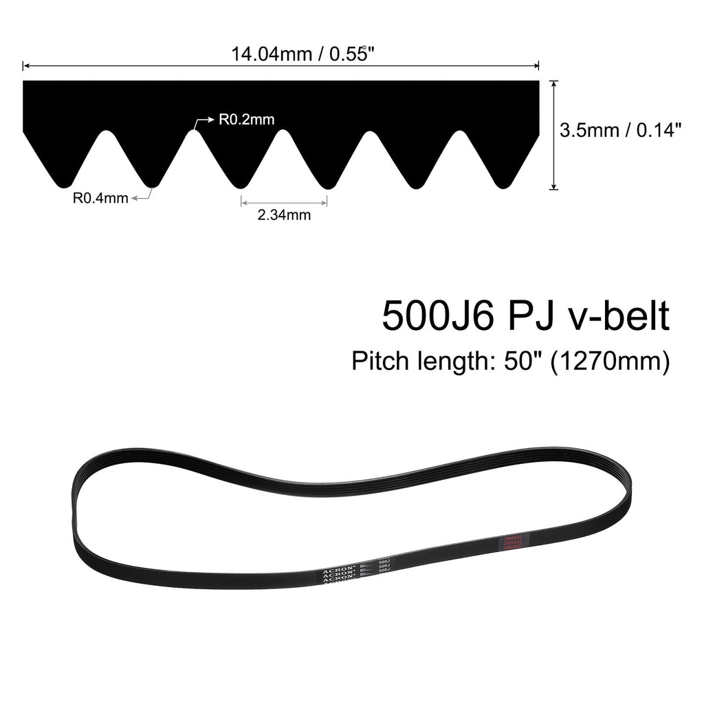 uxcell 3pcs 520J6 PJ V-Ribbed Belt 6 Ribs 52" L x 0.55" W x 0.14" H, EPDM