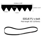 uxcell 3pcs 520J6 PJ V-Ribbed Belt 6 Ribs 52" L x 0.55" W x 0.14" H, EPDM