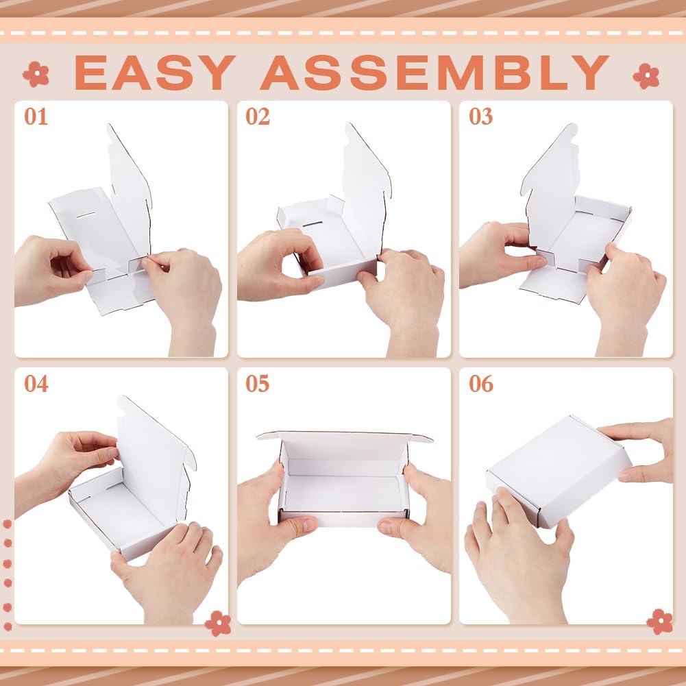50 Pack White Small Shipping Boxes 5.1x3.3x1 inch Corrugated Cardboard Mailer Boxes Bulk Rectangle Kraft Paper Mailer
