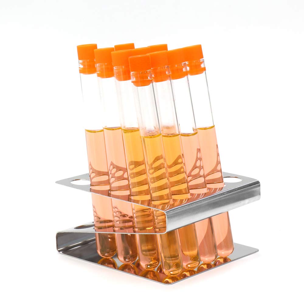 Scientific Test Tube with Tube Rack, Z Shape Stainless Steel Tube Rack, Suitable for Tubes of Dia.≤16mm, 10pcs of