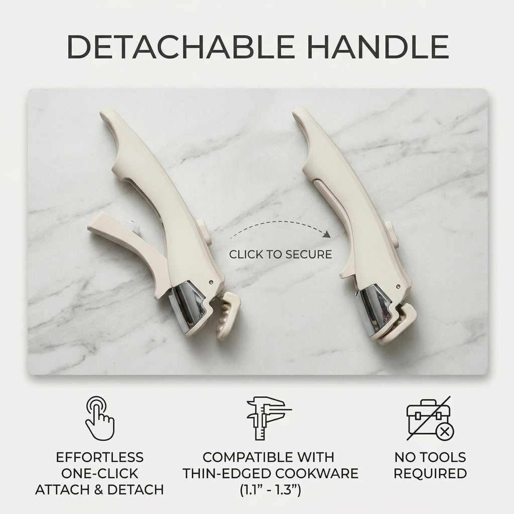1Pack Removable Handle, Pot Handles, Compatible with Carote Handle Replacement, Universal Detachable Cookware Handles Replacement, Cream