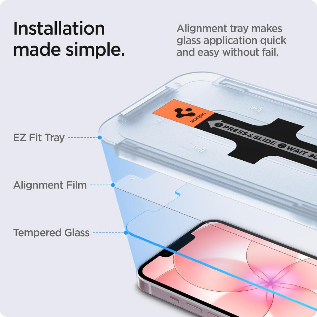 Tempered Glass Screen Protector [GlasTR EZ FIT] designed for iPhone 17e / iPhone 16e / iPhone 14 / iPhone 13