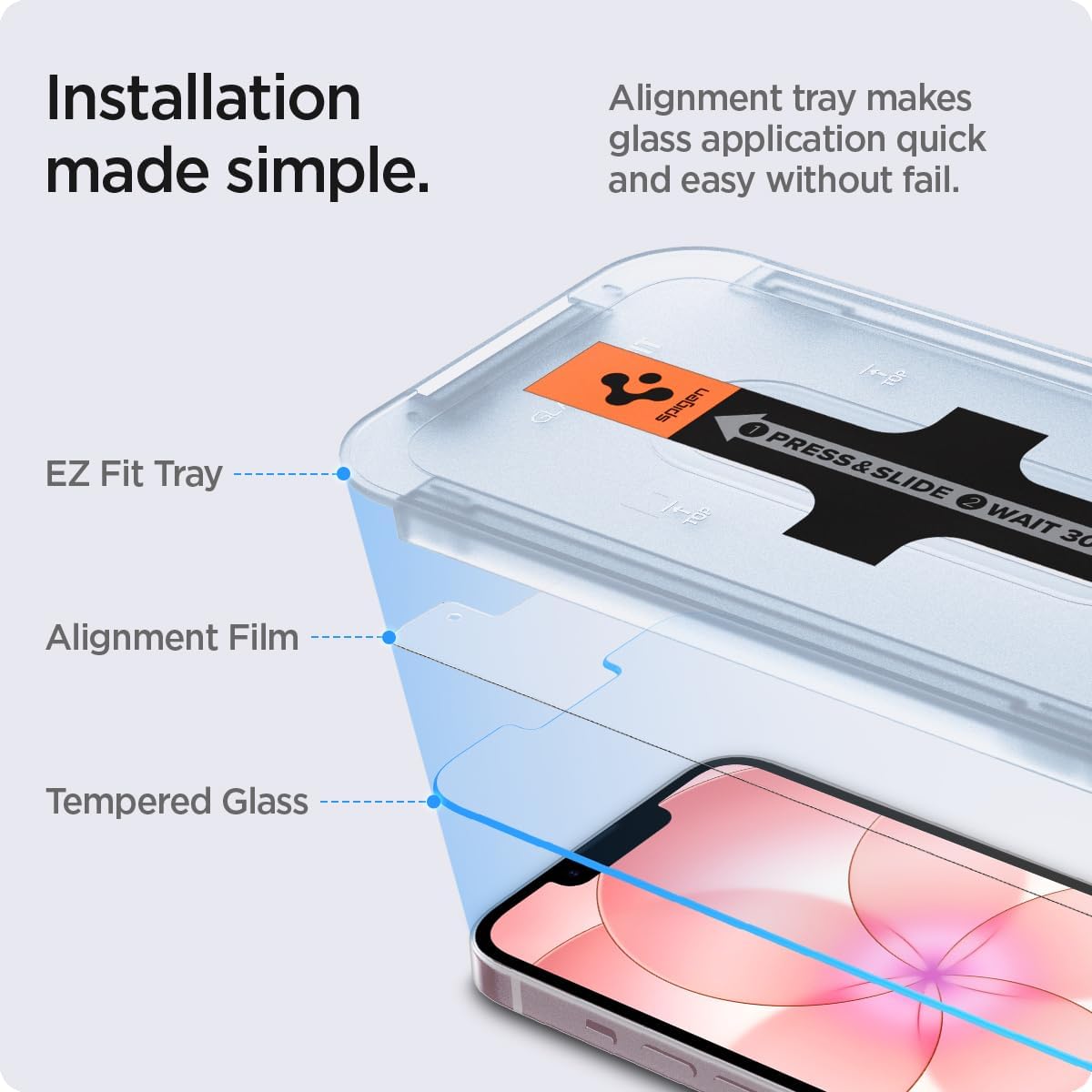 Tempered Glass Screen Protector [GlasTR EZ FIT] designed for iPhone 17e / iPhone 16e / iPhone 14 / iPhone 13