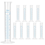 QWORK 25 ml Plastic Measuring Cylinders, 10 Pieces Lab-Tested Graduated Cylinders with Hexagonal Base