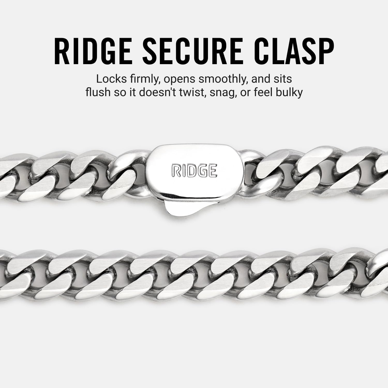 RIDGE 5mm Curb Chain for Men, Rugged and Durable Men’s Chain Necklace with Secure Clasp