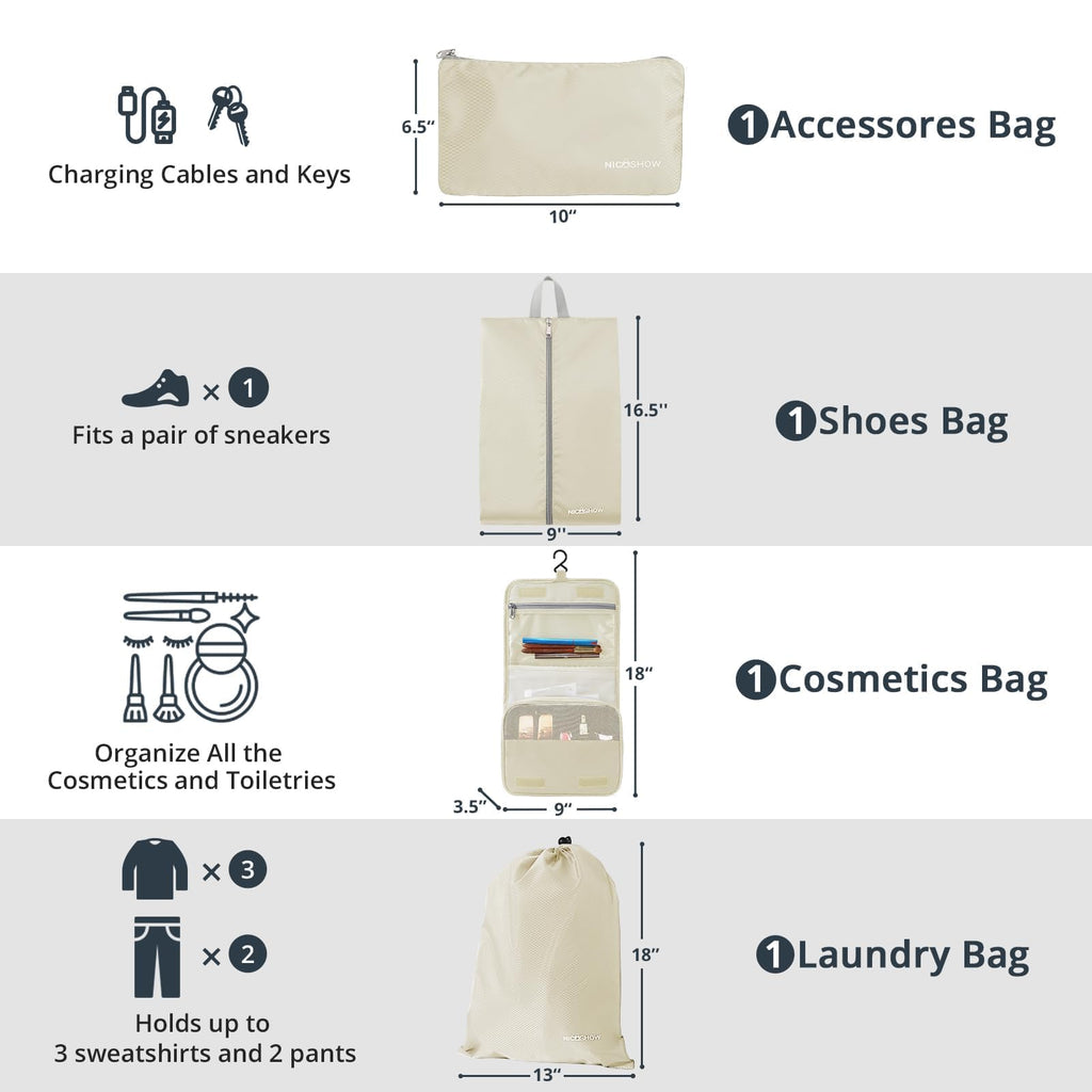Compression Packing Cubes 10 Set, Compressible Space-Saving Packing Cubes for Travel - Compression Bags, Luggage