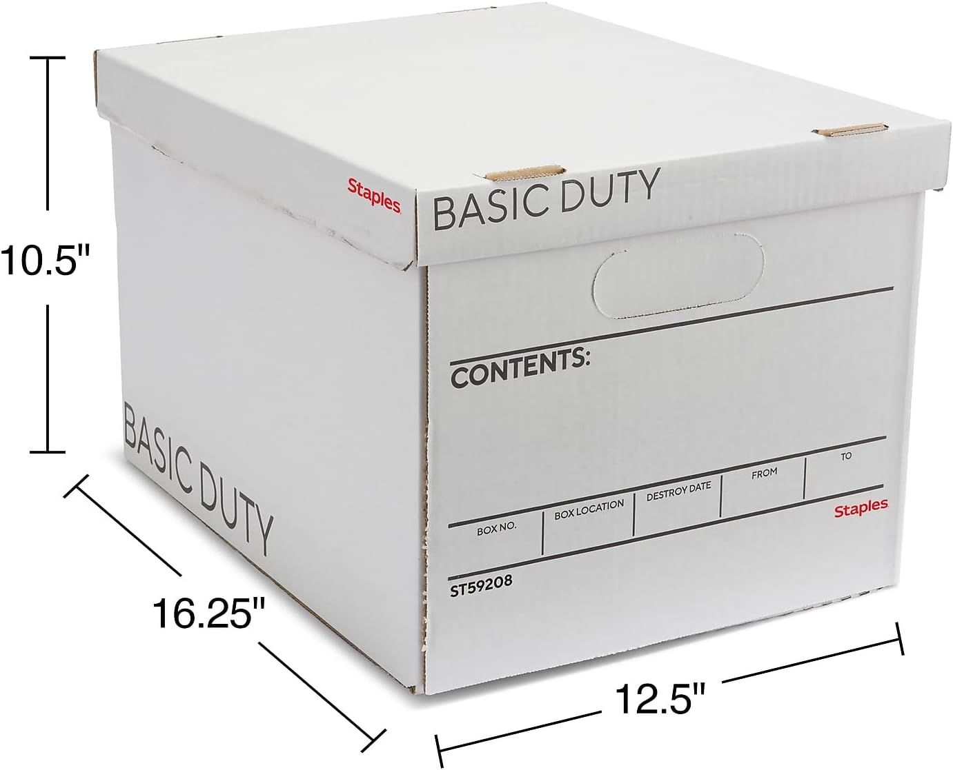 Corrugated File Box Lift Off Lid, Letter/Legal Size, White/Black, 10/Pack