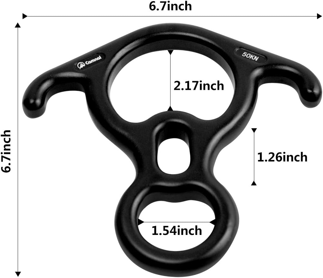 50KN Rescue Figure, 8 Descender Large Bent-Ear Belaying and Rappelling Gear Belay Device Climbing for Rock Climbing