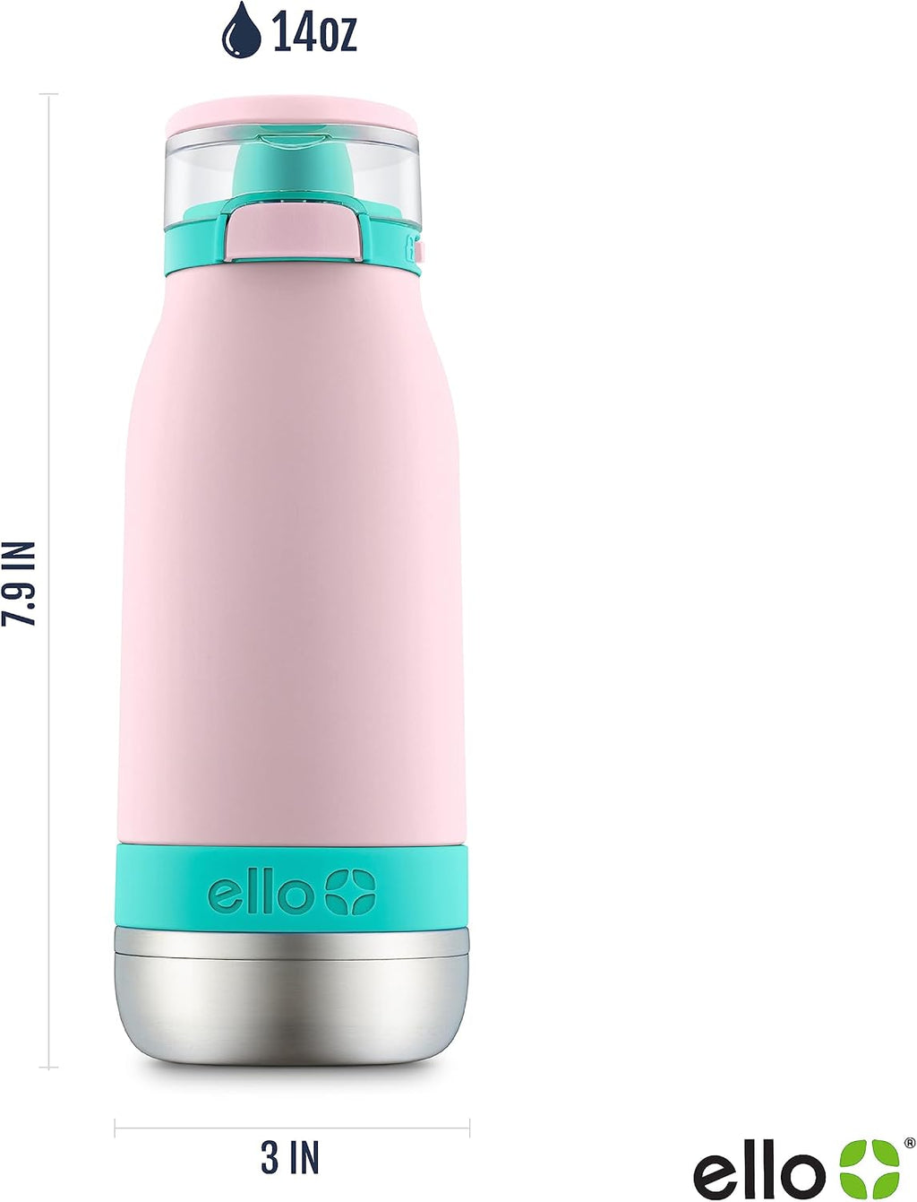 Emma 14oz Insulated Stainless Kids Water Bottle with Straw, Cotton Candy