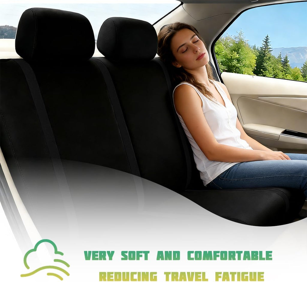 Car Seat Covers Full Set, Soft Breathable Vehicle Front and Rear Split Bench with Headrest Cover, Comfortable